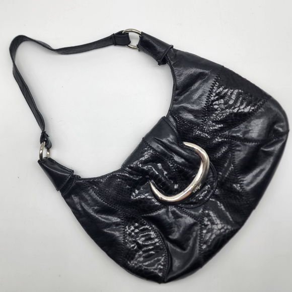 Vintage Fiorelli Black Y2K Patchwork Vinyl Shoulder Bag - Picture 2 of 16